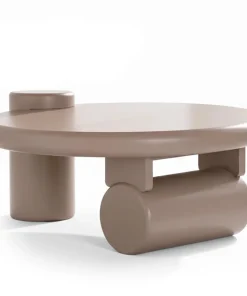 Table basse ronde asymétrique 100cm Yang Taupe
