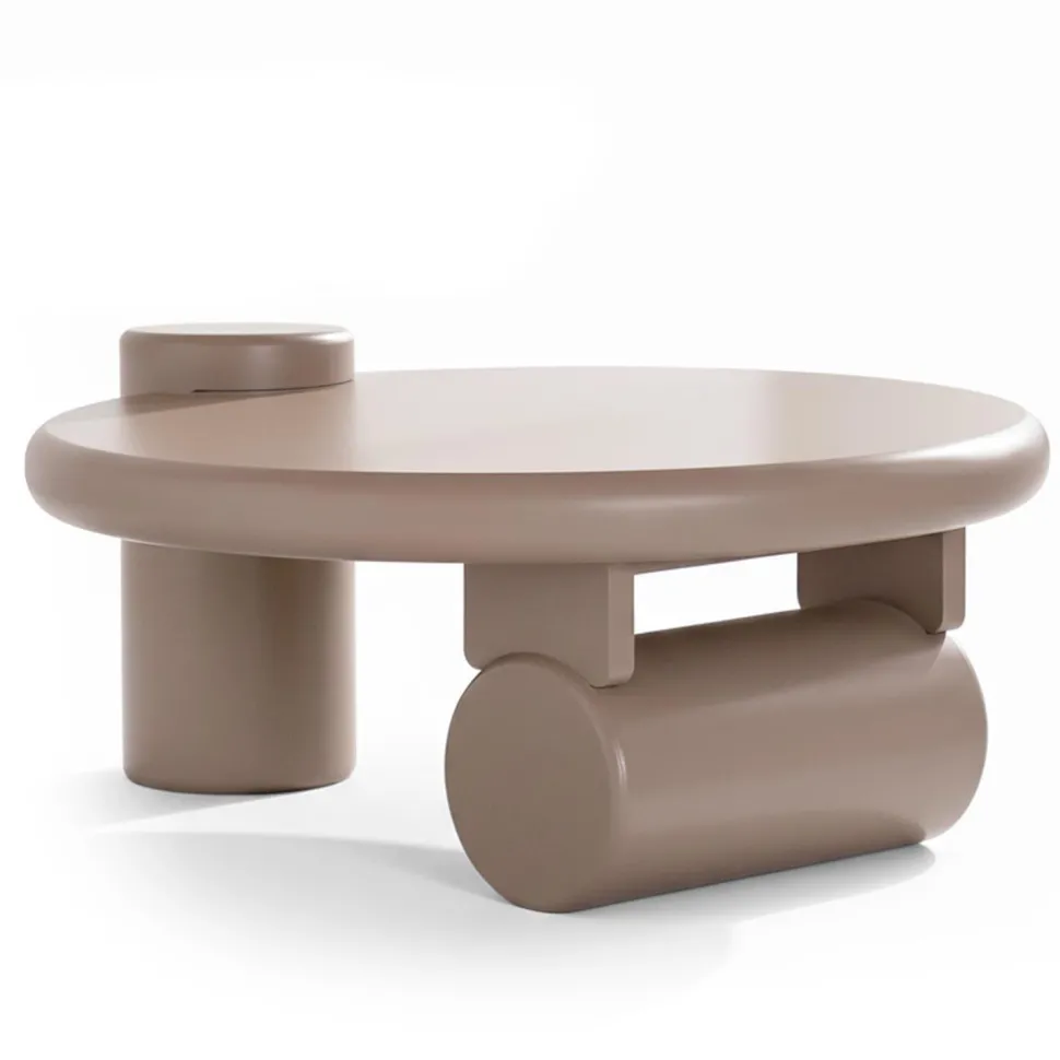 Table basse ronde asymétrique 100cm Yang Taupe
