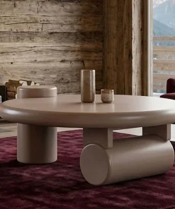 Table basse ronde asymétrique 100cm Yang Taupe