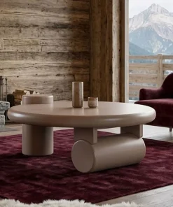 Table basse ronde asymétrique 100cm Yang Taupe