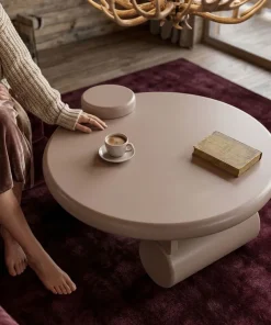 Table basse ronde asymétrique 100cm Yang Taupe