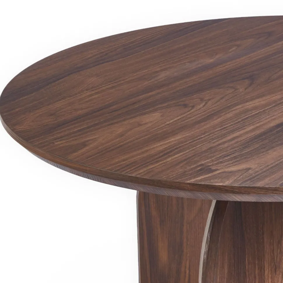 Table basse ronde élégante 80cm Calyptus Bois foncé