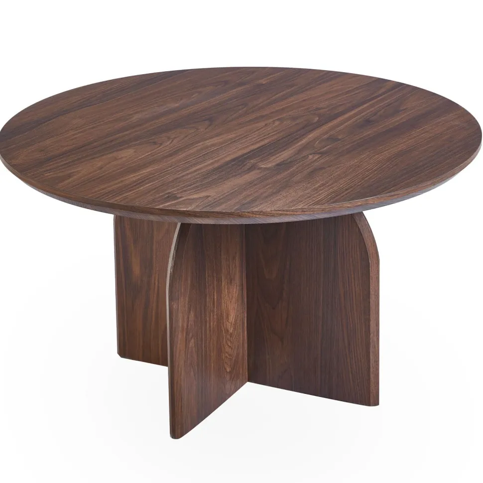 Table basse ronde élégante 80cm Calyptus Bois foncé