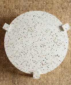 Table basse ronde moderne Titouan D84cm Effet Terrazzo
