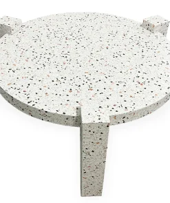 Table basse ronde moderne Titouan D84cm Effet Terrazzo