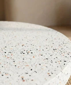 Table basse ronde moderne Titouan D84cm Effet Terrazzo