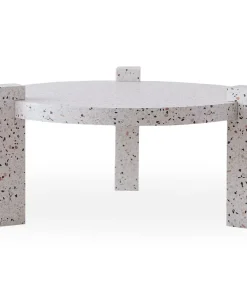 Table basse ronde moderne Titouan D84cm Effet Terrazzo