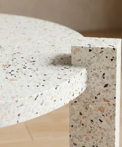 Table basse ronde moderne Titouan D84cm Effet Terrazzo