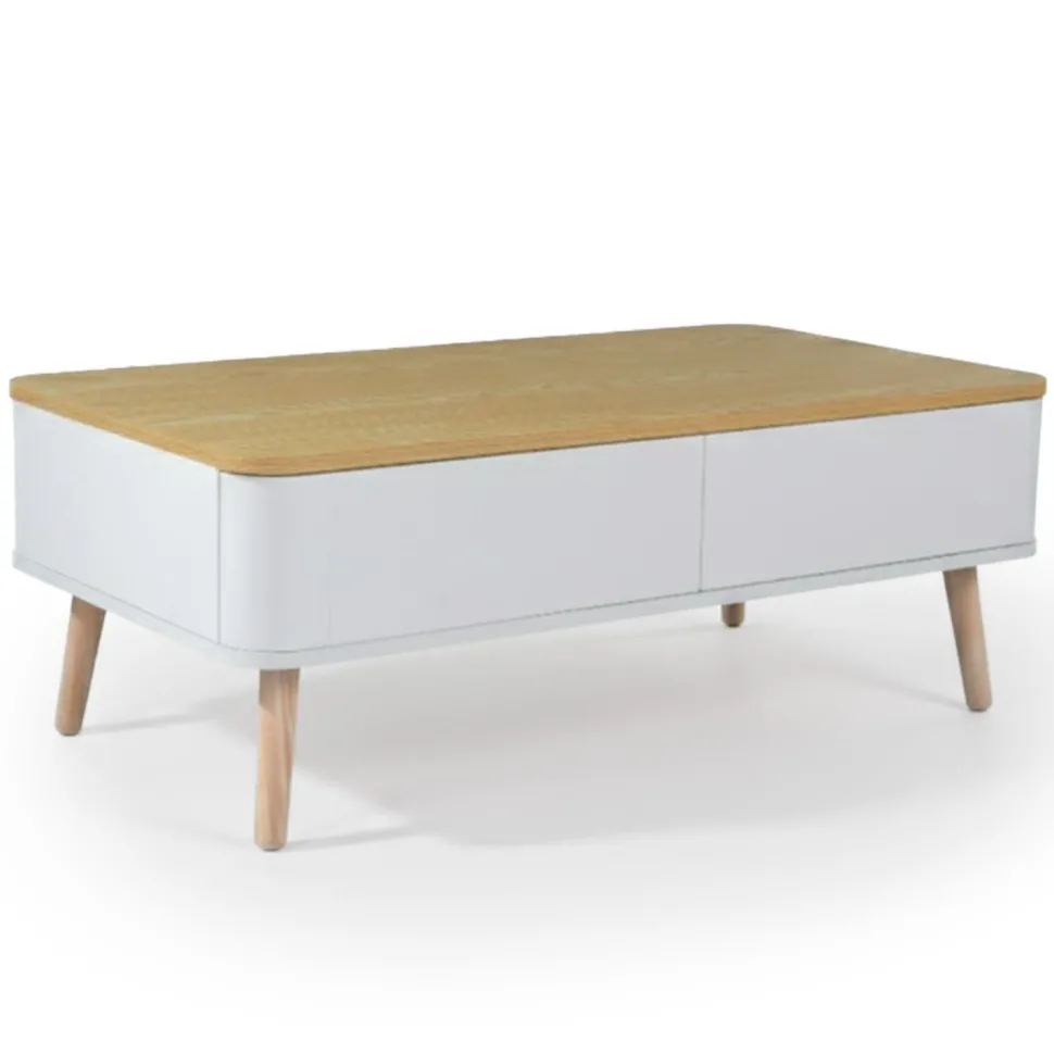 Table basse scandinave Bergen Blanc et Bois