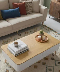 Table basse scandinave Bergen Blanc et Bois