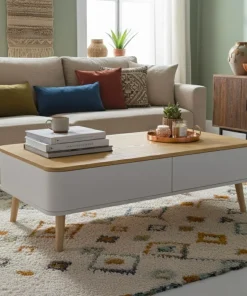 Table basse scandinave Bergen Blanc et Bois