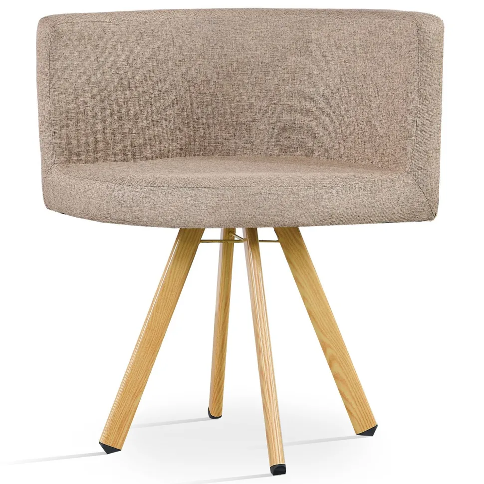 Table carrée 90cm avec 4 chaises gain de place Oslo Blanc et Tissu Taupe