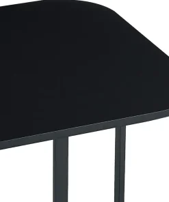 Table carrée 90cm avec 4 chaises gain de place Oslo Noir et Tissu Gris