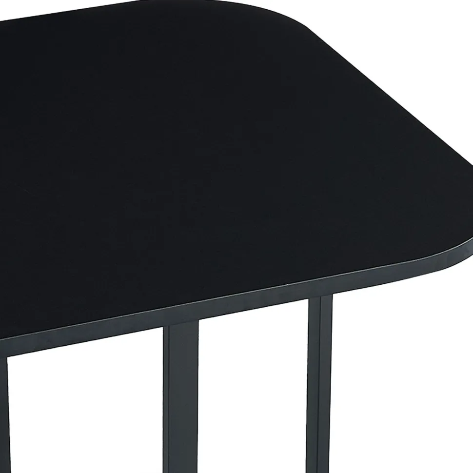 Table carrée 90cm avec 4 chaises gain de place Oslo Noir et Tissu Gris