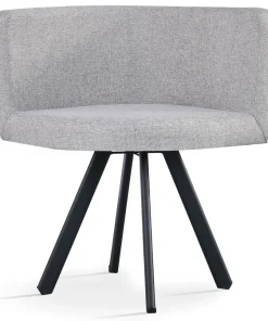 Table carrée 90cm avec 4 chaises gain de place Oslo Noir et Tissu Gris