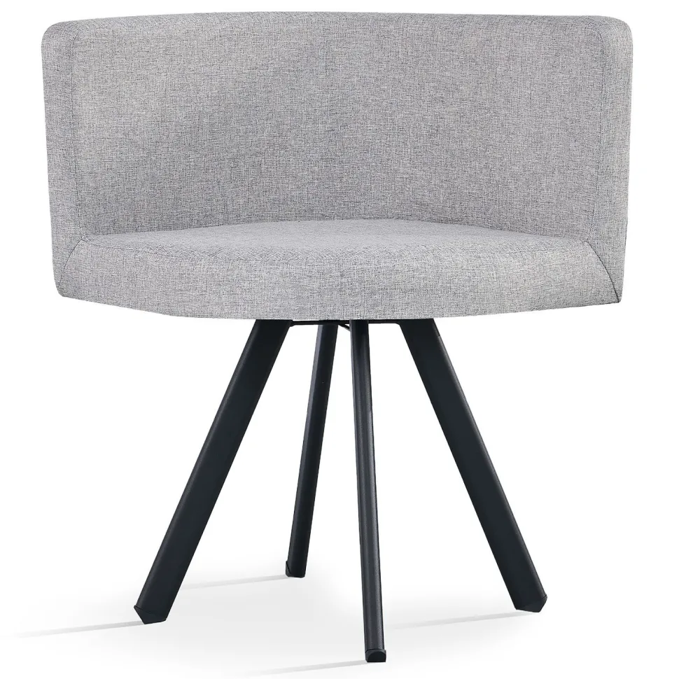 Table carrée 90cm avec 4 chaises gain de place Oslo Noir et Tissu Gris