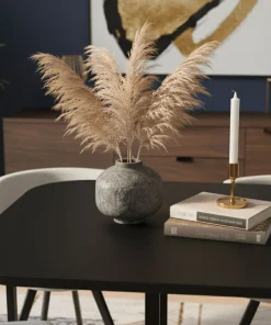 Table carrée 90cm avec 4 chaises gain de place Oslo Noir et Tissu Gris