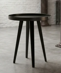 Table d'appoint ronde à rebord 45cm Bipolart Métal Noir