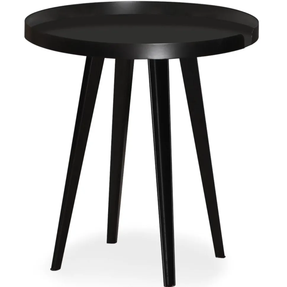 Table d'appoint ronde à rebord 45cm Bipolart Métal Noir