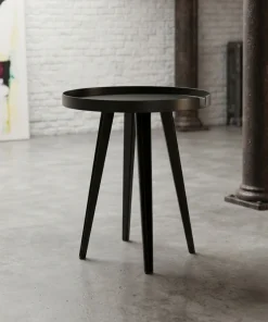 Table d'appoint ronde à rebord 45cm Bipolart Métal Noir