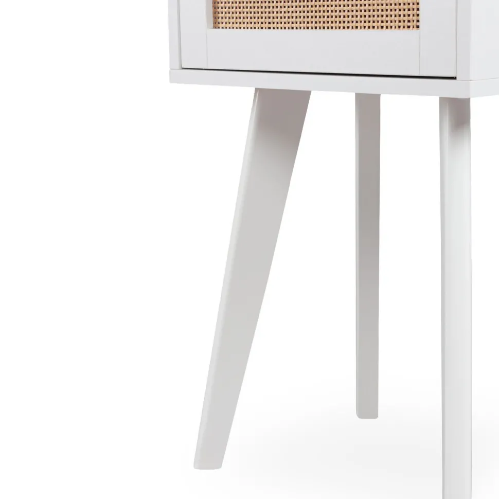 Table de chevet 1 tiroir avec cannage Dalgora L40cm Blanc
