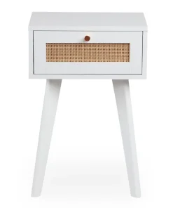 Table de chevet 1 tiroir avec cannage Dalgora L40cm Blanc