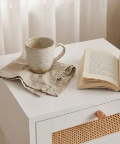 Table de chevet 1 tiroir avec cannage Dalgora L40cm Blanc