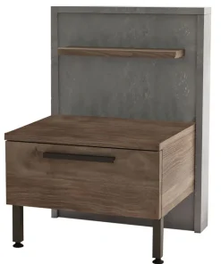 Table de chevet 1 tiroir Ralta style moderne bois foncé et gris