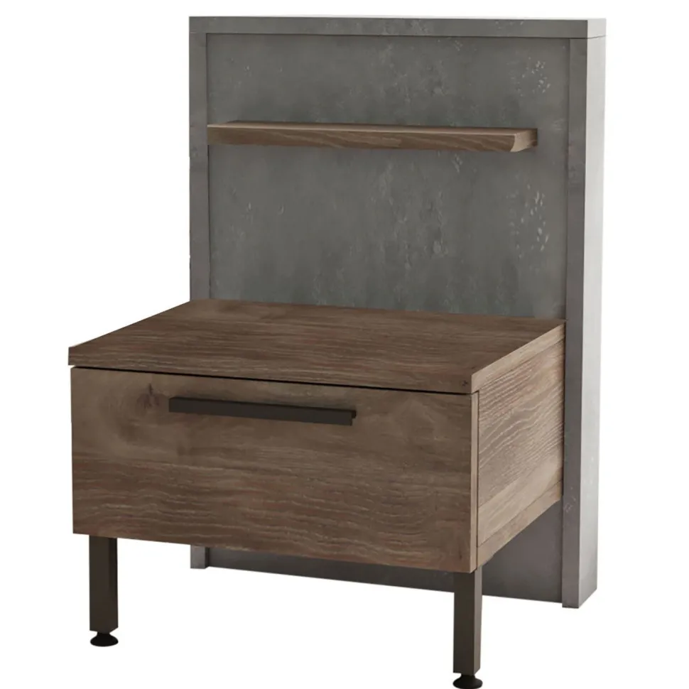 Table de chevet 1 tiroir Ralta style moderne bois foncé et gris