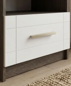 Table de chevet 1 tiroir Tenessil Chêne foncé et Blanc