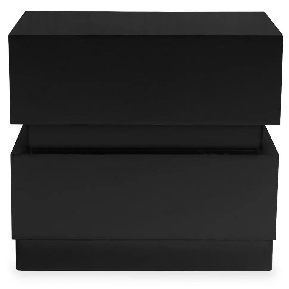 Table de chevet avec 2 tiroirs arrondis L45cm Mezade Noir