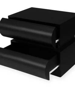 Table de chevet avec 2 tiroirs arrondis L45cm Mezade Noir