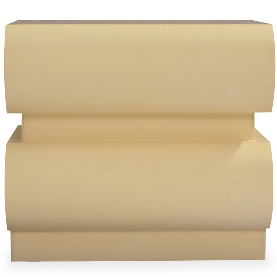 Table de chevet avec 2 tiroirs arrondis L45cm Mezade Beige