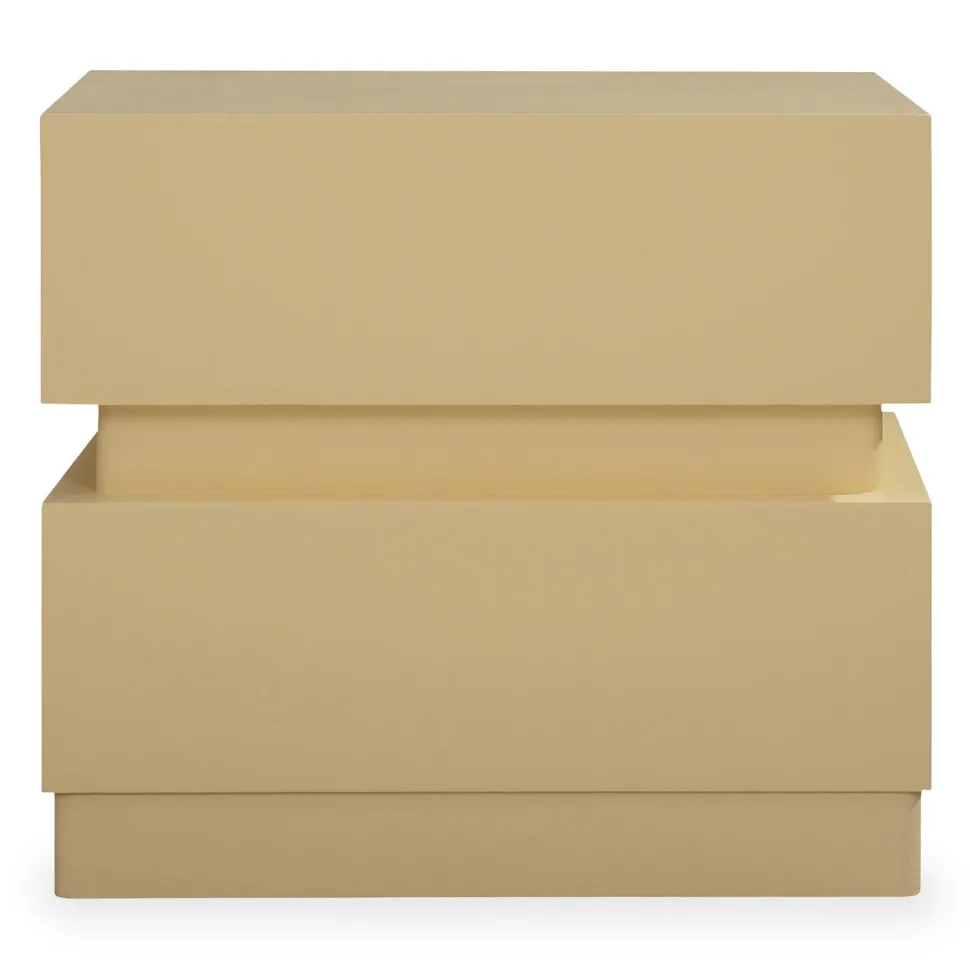 Table de chevet avec 2 tiroirs arrondis L45cm Mezade Beige