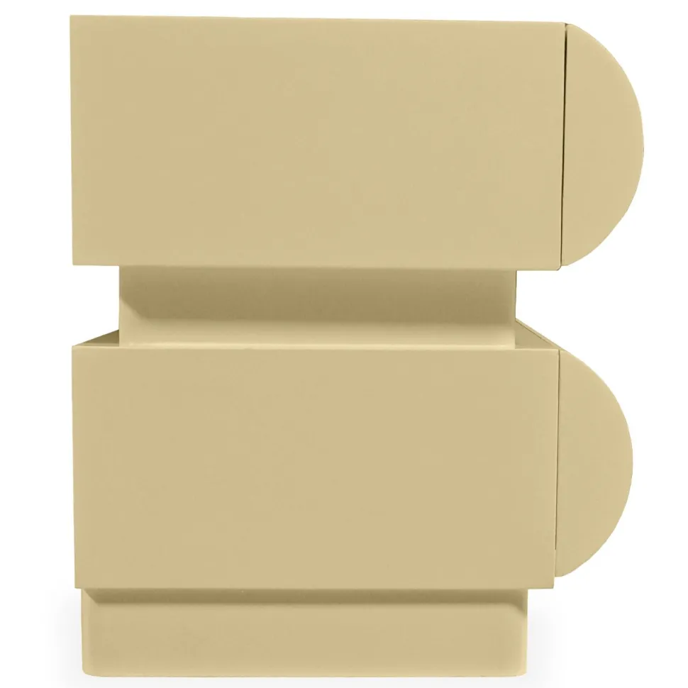 Table de chevet avec 2 tiroirs arrondis L45cm Mezade Beige