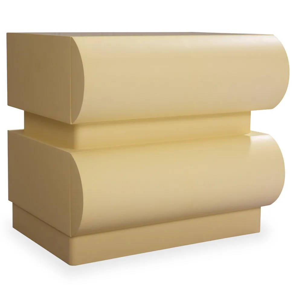 Table de chevet avec 2 tiroirs arrondis L45cm Mezade Beige