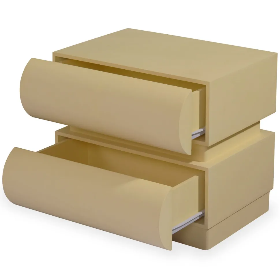Table de chevet avec 2 tiroirs arrondis L45cm Mezade Beige