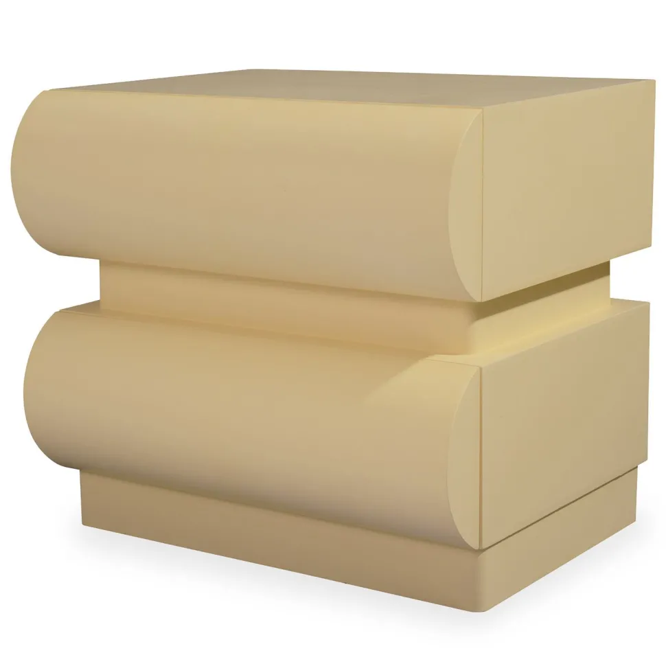 Table de chevet avec 2 tiroirs arrondis L45cm Mezade Beige