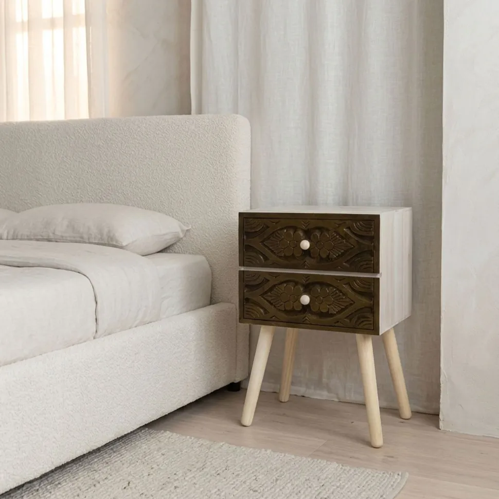 Table de chevet Catana 2 tiroirs Marron