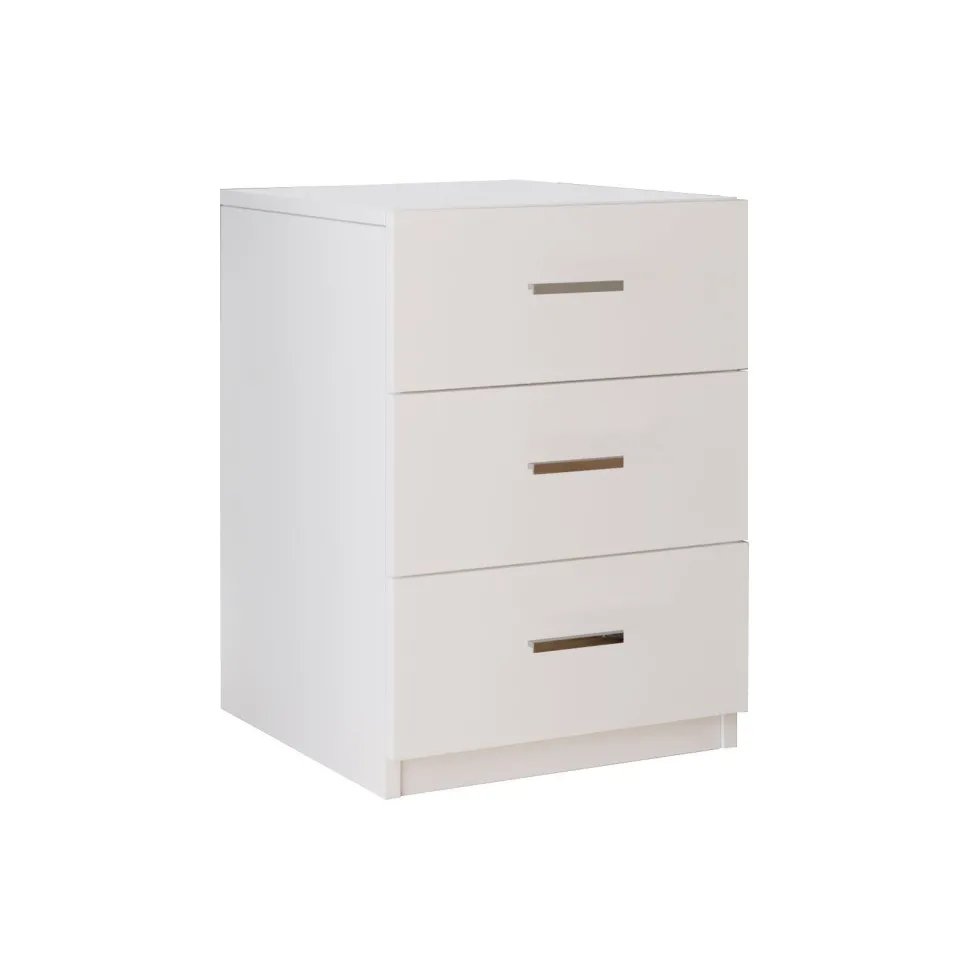 Table de chevet Moderne 3 Tiroirs Sylar Blanc