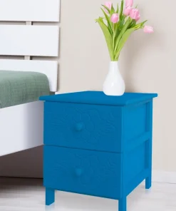 Table de chevet sculptée style marocain Chevignon L36cm Bois Bleu