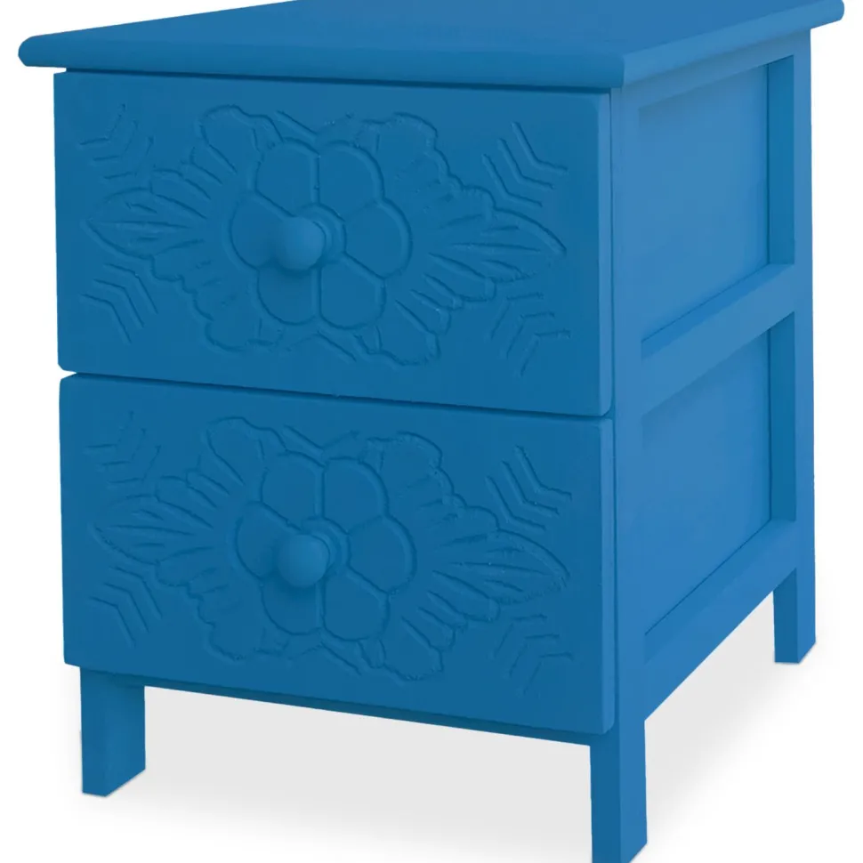 Table de chevet sculptée style marocain Chevignon L36cm Bois Bleu