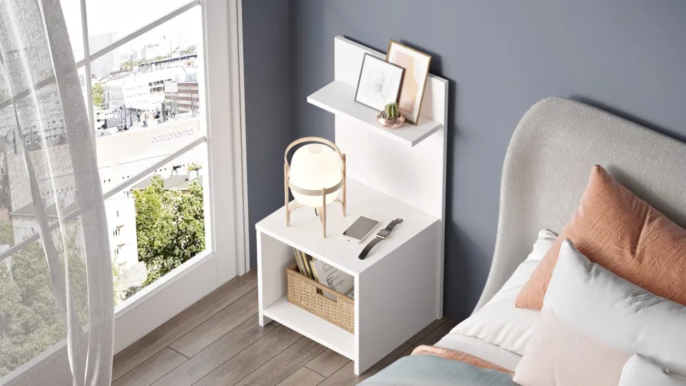 Table de chevet Wasat L44,5xH90cm Blanc