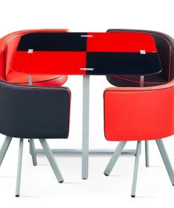 Table et chaises Mosaic 90 Rouge et Noir
