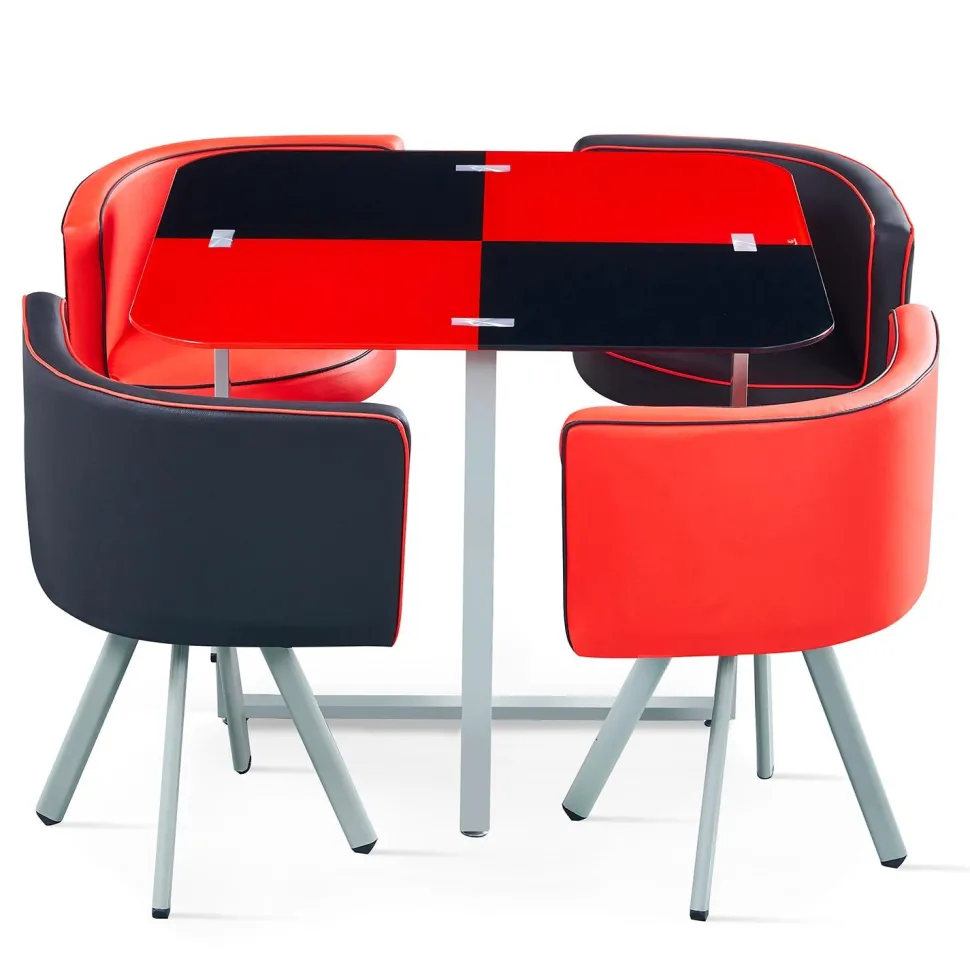 Table et chaises Mosaic 90 Rouge et Noir