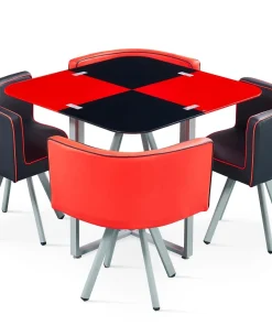 Table et chaises Mosaic 90 Rouge et Noir
