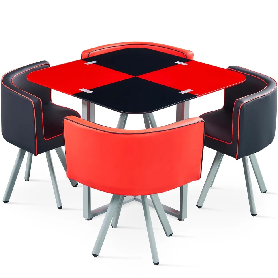 Table et chaises Mosaic 90 Rouge et Noir