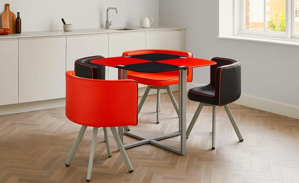 Table et chaises Mosaic 90 Rouge et Noir