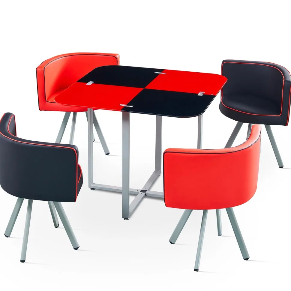 Table et chaises Mosaic 90 Rouge et Noir