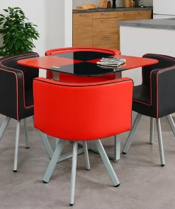 Table et chaises Mosaic 90 Rouge et Noir